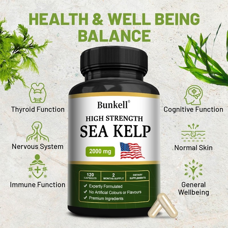 Sea Kelp 2000mg Thyroid Support Seaweed/30 to 120 Vegan Capsules gallery