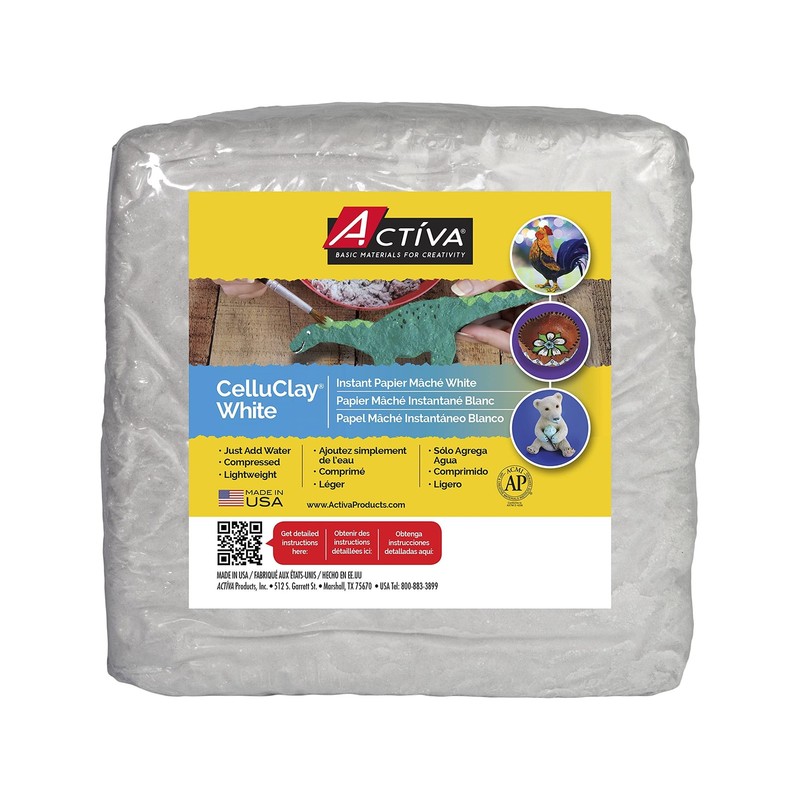 Activa CelluClay Instant Paper Mâché, White, 2lb (900g) | 2 pound, White