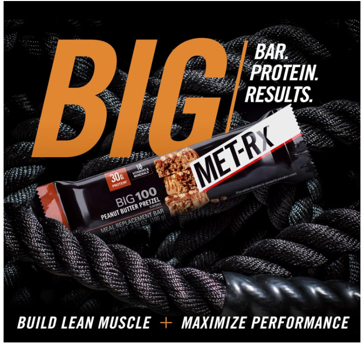 MET Rx Big 100 Protein Bars Peanut Butter Pretzel 9Pk 100g gallery
