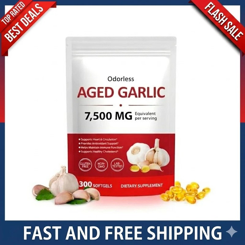 Odorless Aged Garlic Extract 7500mg 300 Softgels – Heart Immune Support