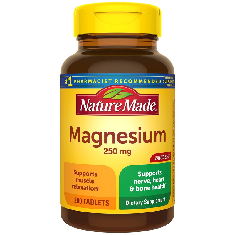 Nature Made Magnesium Oxide 250 mg Tablets 200 Count Supports Heart Nerve Health