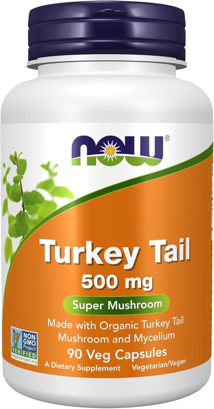 NOW Turkey Tail 500 mg 90 Veg Capsules, Made with Organic Turkey Tail Mushroom
