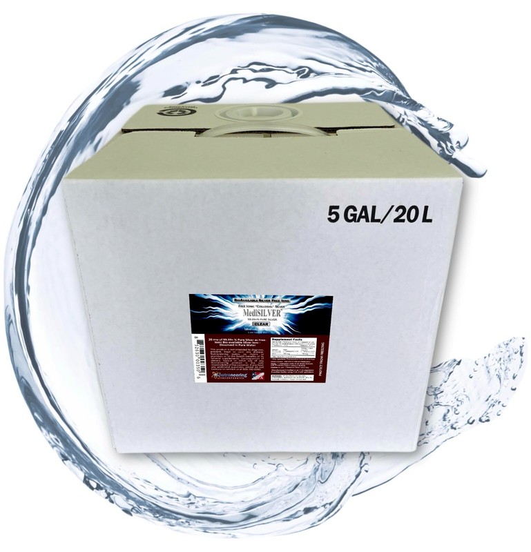 MediSILVER® CLEAR Immunity Booster True Free-Ionic Silver Ag++ Nutrient: 5 Gals