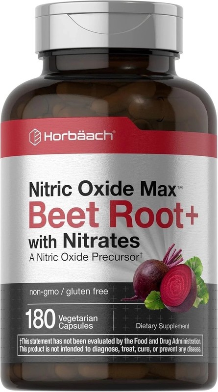 Nitric Oxide Beet Root Capsules | With Nitrates 180 Count | By Horbaach++