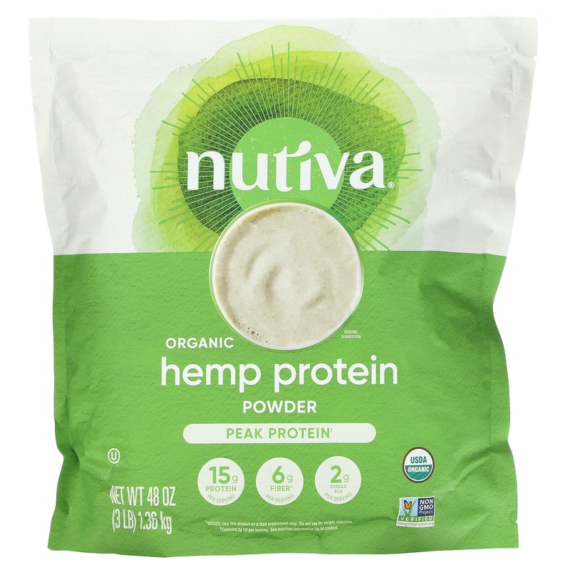 Nutiva Organic Hemp Protein 15g 3 lbs 1 36 kg B Corp, Dairy-Free, Hexane-Free,