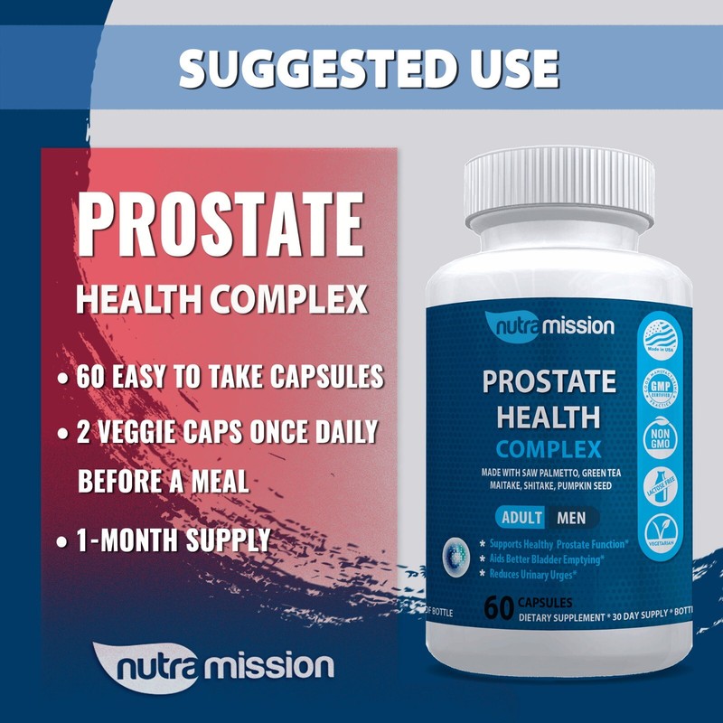Prostate Support Capsules for Men with Saw Palmetto Reishi Maitake Shiitake 60ct gallery