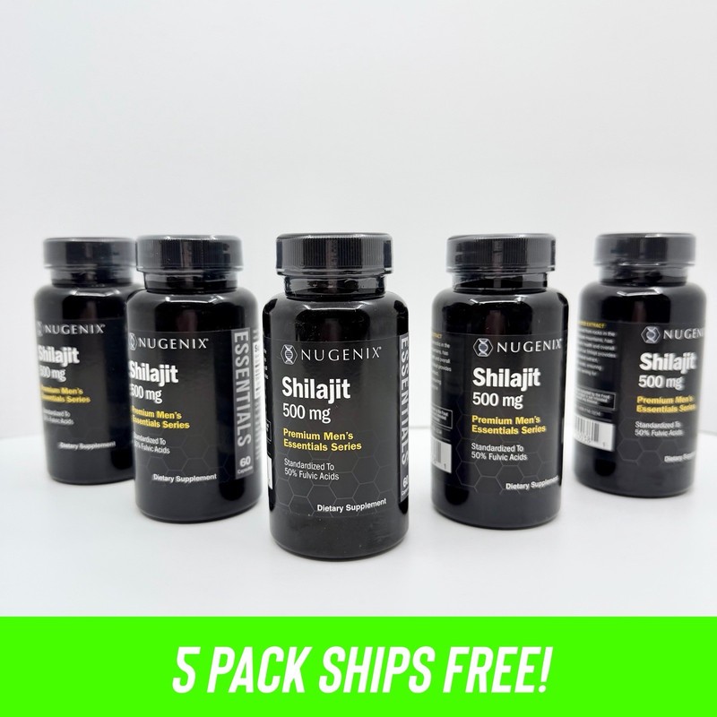 5 PACK Nugenix Essentials Shilajit Supplement 60ct 500mg 50% Fulvic Acids NEW
