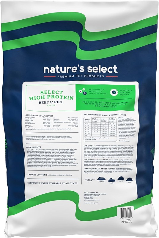 Nature's Select High Protein Beef & Rice Recipe,Dry Dog Food,All Life Stages (28 gallery