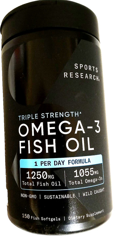 Sports Research Triple Strength Omega-3 Fish Oil 150 Softgels EXP 04/2027