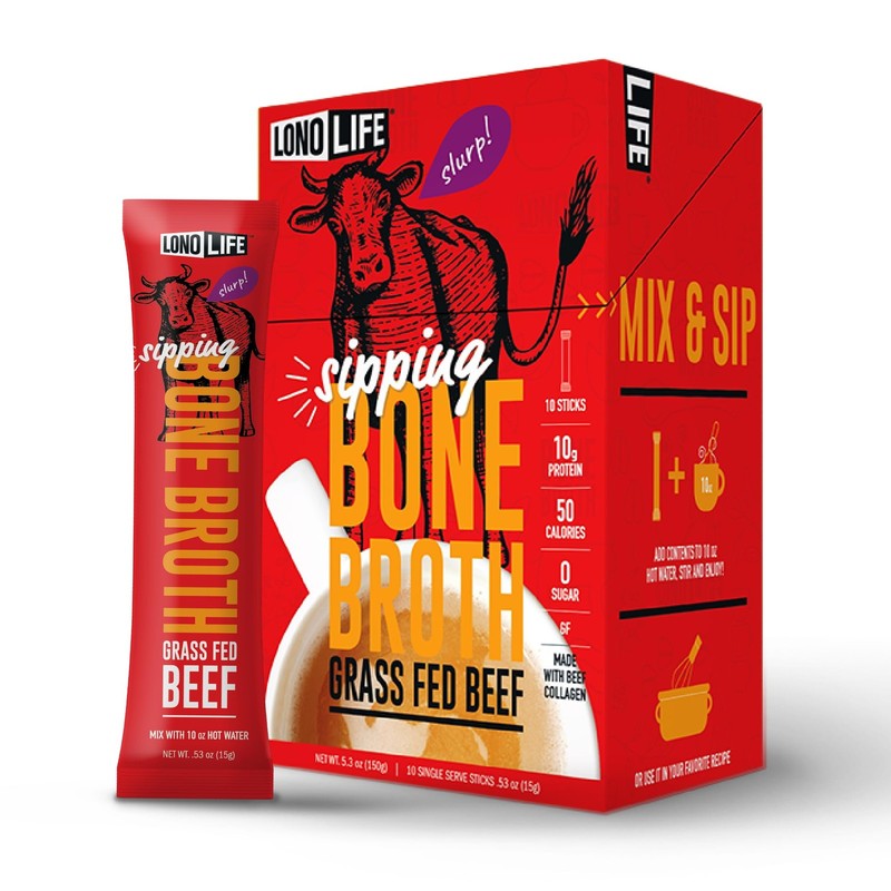 LonoLife Beef Bone Broth Powder Mix | GrassFed, 10g Protein | CollagenRich, K…