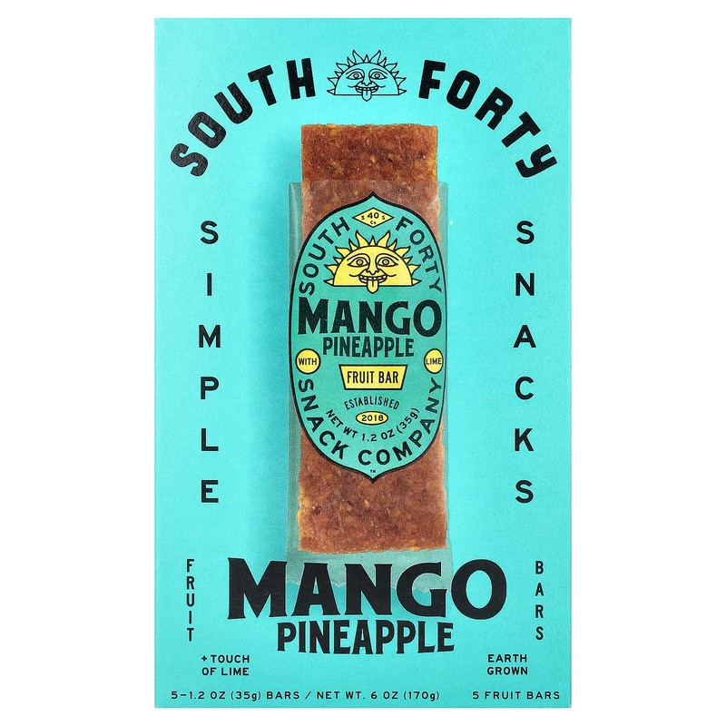 Fruit Bars, Mango Pineapple + Touch of Lime, 5 Bars, 1.2 oz (35 g) Each