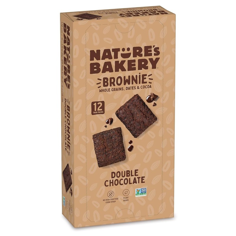 Nature’s Bakery Double Chocolate Brownie Bars Plant Based Dairy Free,12 Pack
