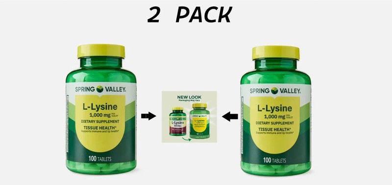 (Pack of 2) Spring Valley L-Lysine Dietary Supplements, 1000 mg, 100 Count gallery