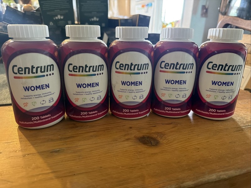 5 pack Centrum Women, Multivitamin/Multimineral Supplement Iron 200 Tabs ea 7/26