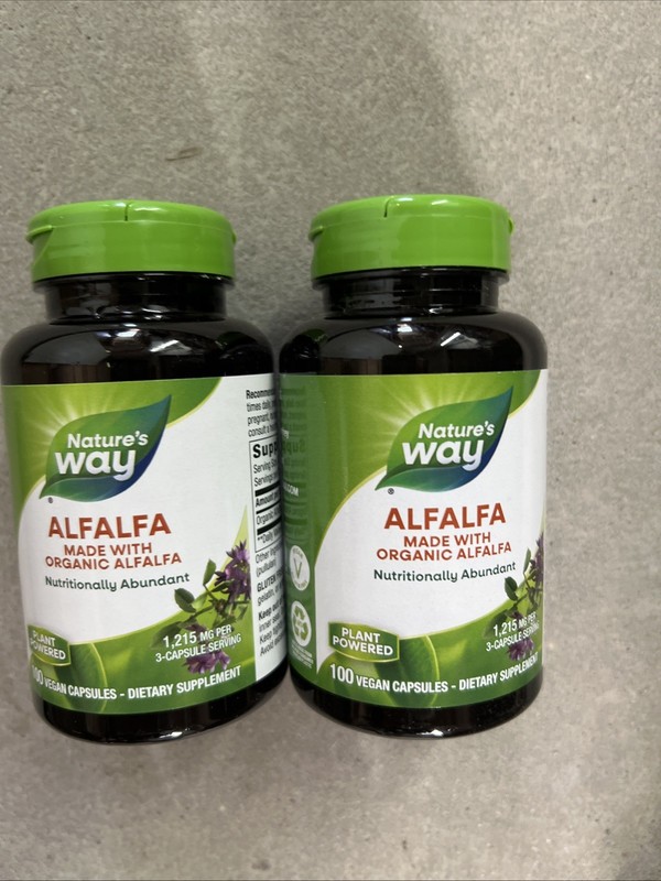 2x Nature’s Way Alfalfa Leaves 100 Vegan capsules Organic Exp 10/2029