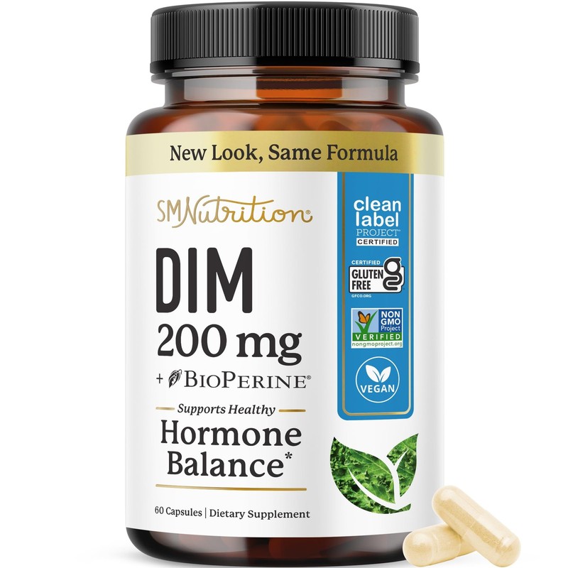 DIM Supplement 200 mg | Estrogen Balance for Women & 60 Count (Pack of 1), No
