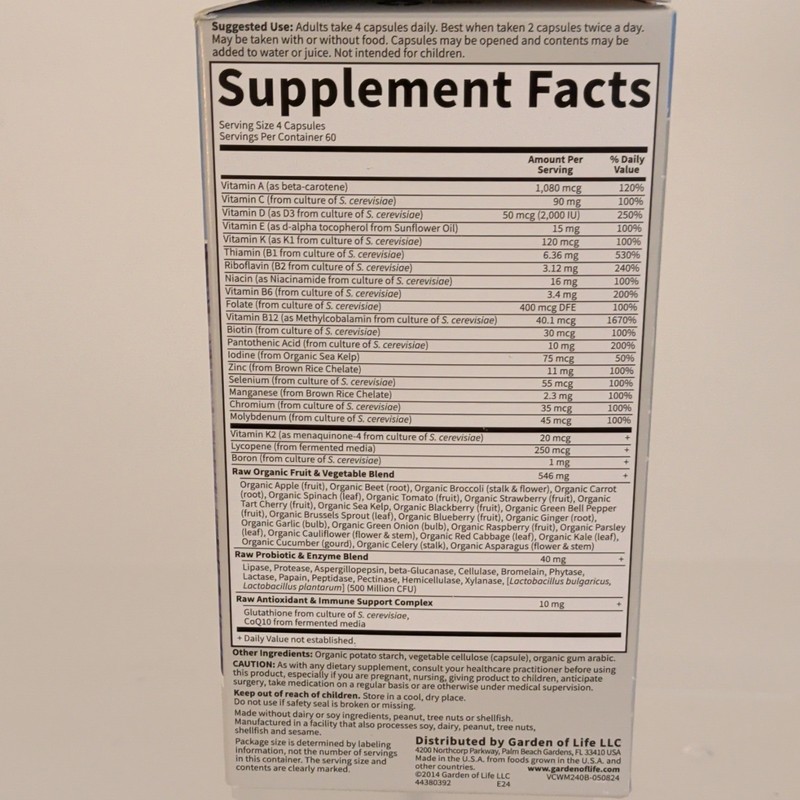 Garden of Life Vitamin Code 50 & Wiser Men Multivitamin 240 Non-GMO Exp 09/2027 gallery