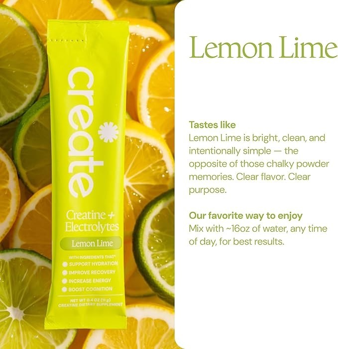 Create Single Serve Creatine Monohydrate Powder - 5g, Sugar-Free, Lemon/Lime gallery