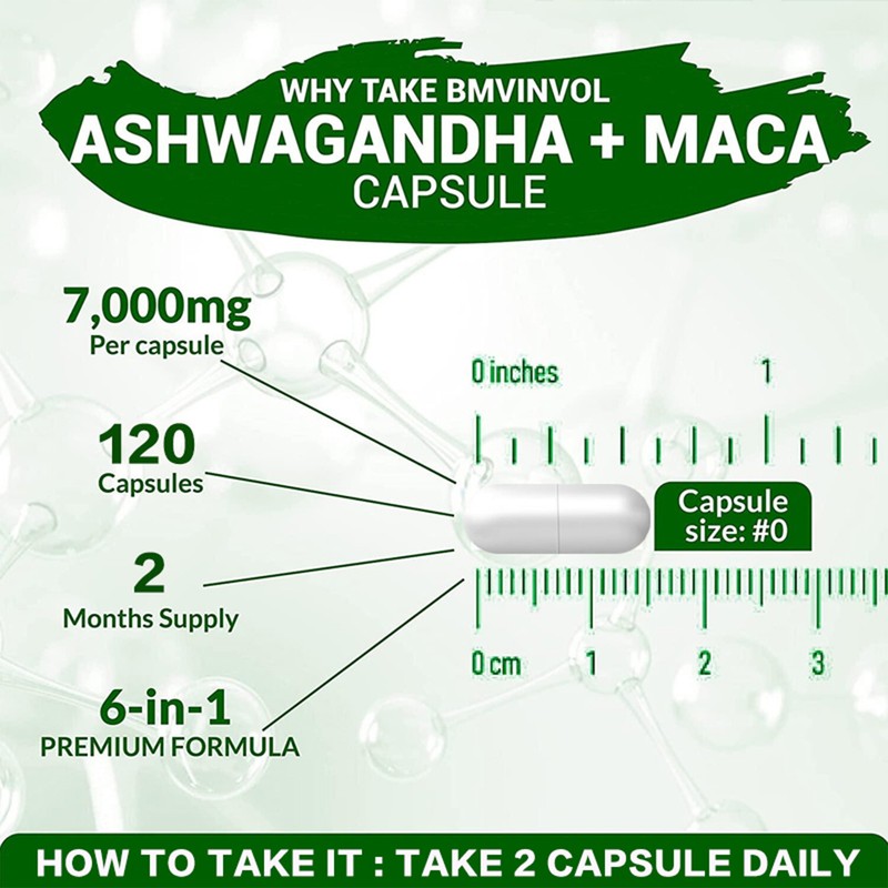 Ashwagandha & Maca 7000mg - Men's Health,Testosterone Booster,Energy & Endurance gallery