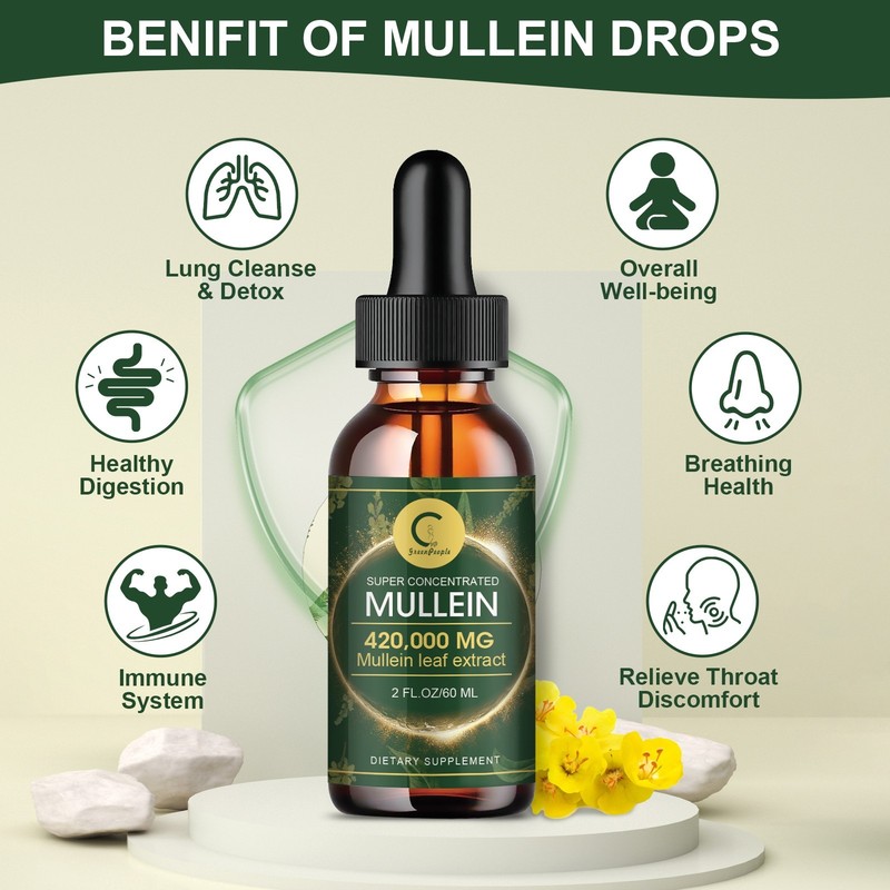 Mullein Drops for Lungs Herbal Mullein Extract-Lung Cleanse Healthy Respiratory gallery