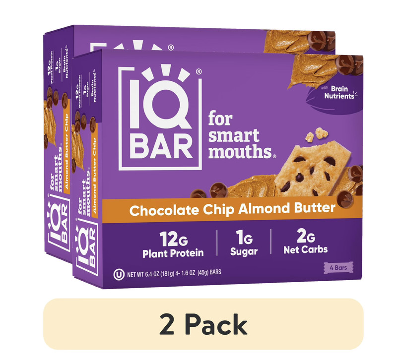 IQBAR Brain and Body Plant Protein Bars – Almond Butter Chip,8-Pack, (2 pack)