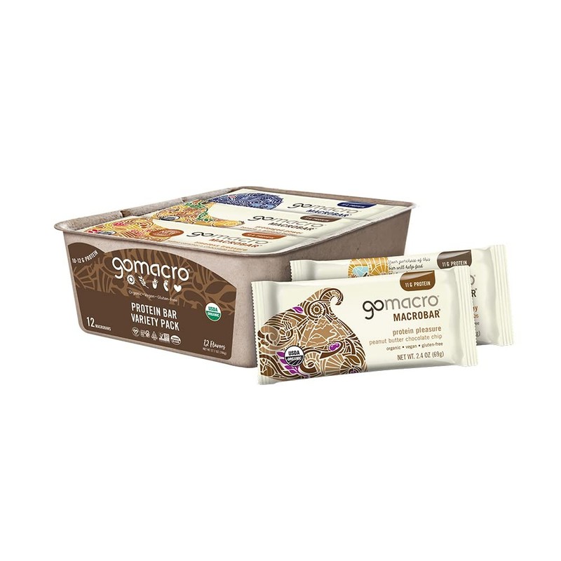GoMacro Organic Vegan Protein Bars Variety Pack 12 Count