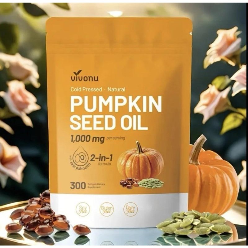 Cold-Pressed Pumpkin Seed Oil Softgels,Reduce Hair Loss &Support Prostate Health