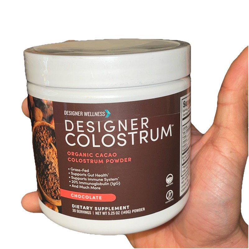 Designer Wellness Pure Bovine Colostrum Powder – USA Made – 20% IgG – Chocolate