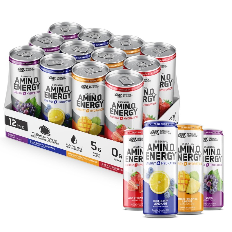Optimum Nutrition Amino Energy Sparkling Hydration Drink, Electrolytes, Caffe…