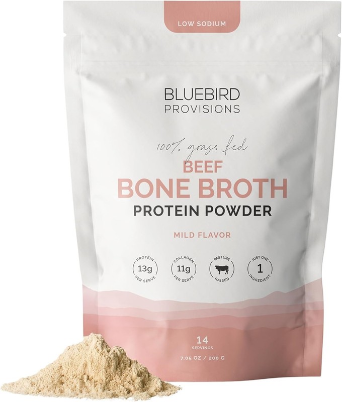 BLUEBIRD PROVISIONS Beef Bone Broth Protein Powder – Grass Fed Beef Protein P…