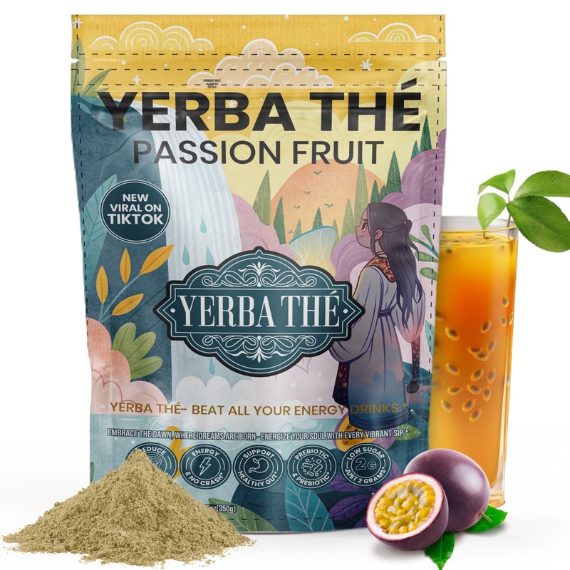 Yerba Mate Instant Tea Powder | Passion Fruit Flavor | 35 Servings