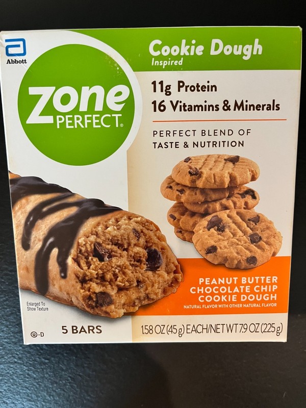 Zone Perfect Peanut Butter Chocolate Chip Cookie Dough, 5 bars