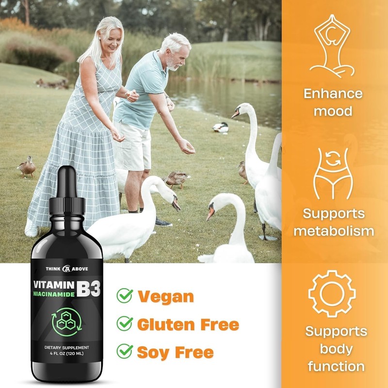 Think Above Vitamin B3 Niacinamide Liquid - Non Flush Form of B3 Niacin - Con... gallery