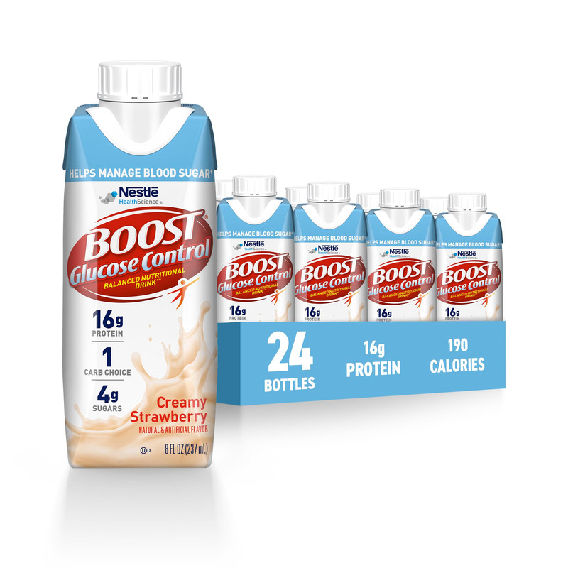 Boost Glucose Control Ready To Drink Nutritional Drinks Creamy Strawberry 8 Fl