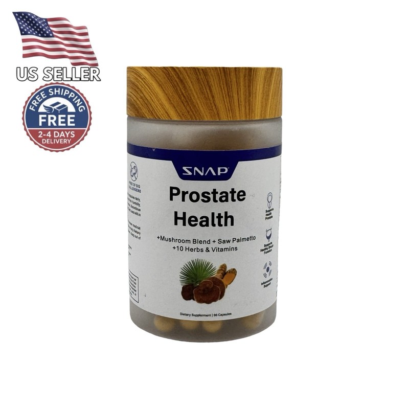 SNAP Prostate Health 90 Capsules | Mushroom + Saw Palmetto + 10 Herbs & Vitamins