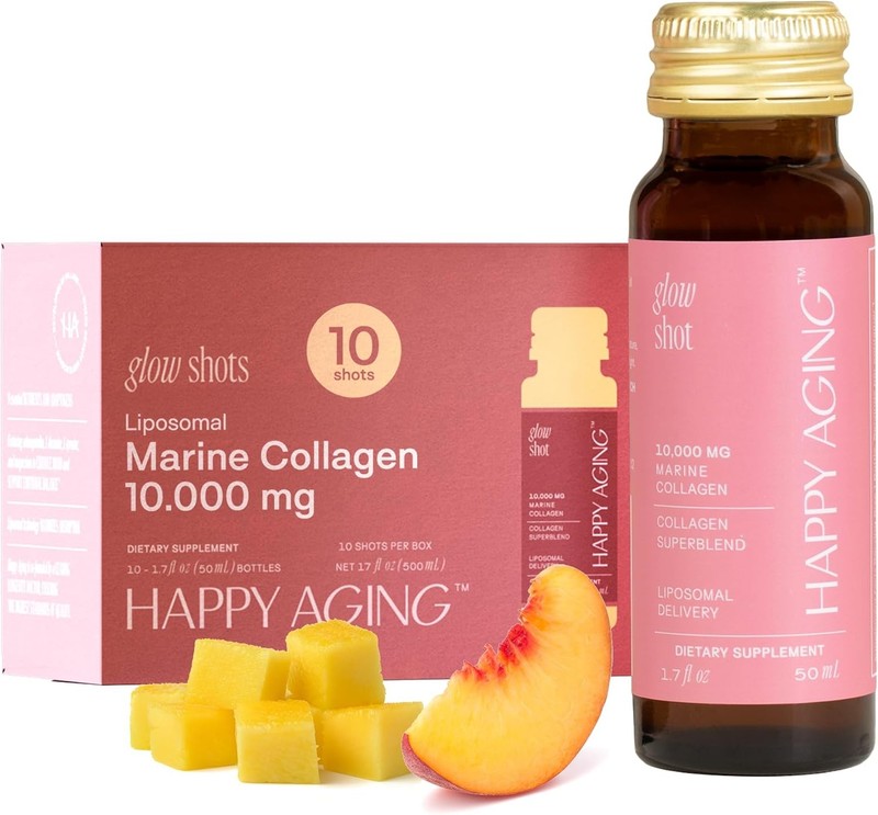 Happy Aging Marine Collagen Peptides Glow Shot 10,000mg – Liquid Collagen for