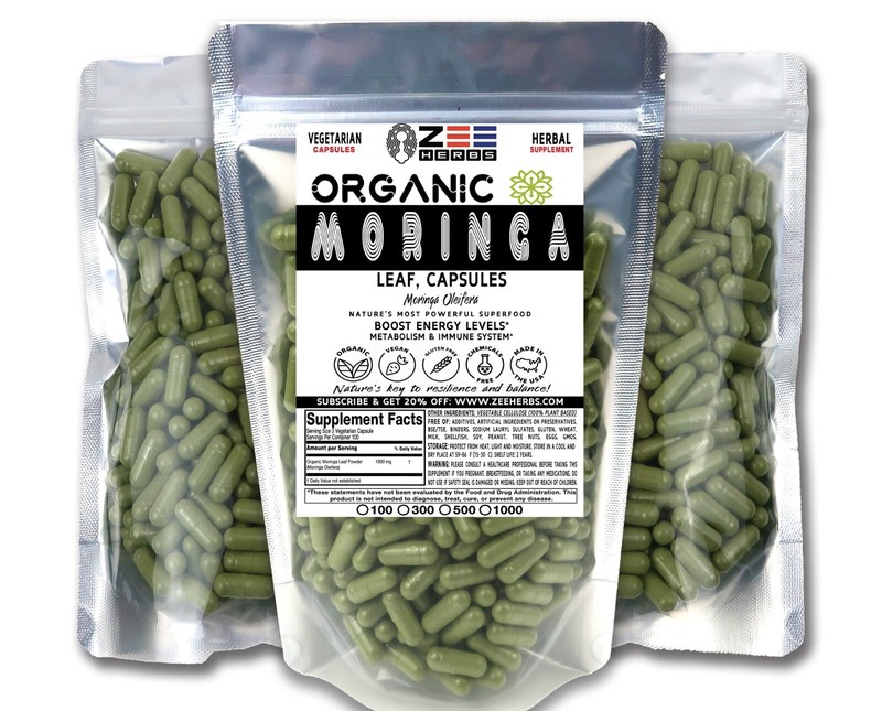 Organic Moringa Capsules – 1800mg Per Serving of Natural Pure Moringa Leaf