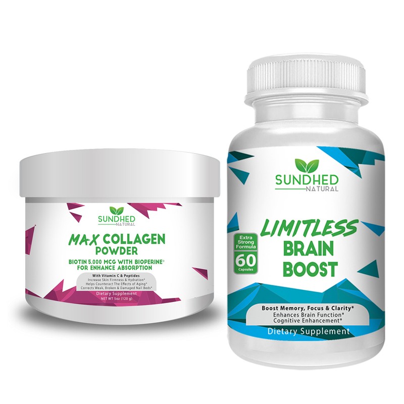Sundhed Natural Max Collagen Plus C Powder & Limitless Brain Boost