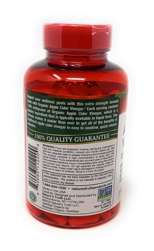 Nature's Truth Extra Strength Apple Cider Vinegar Capsules 180 Count Vegan Fr... gallery