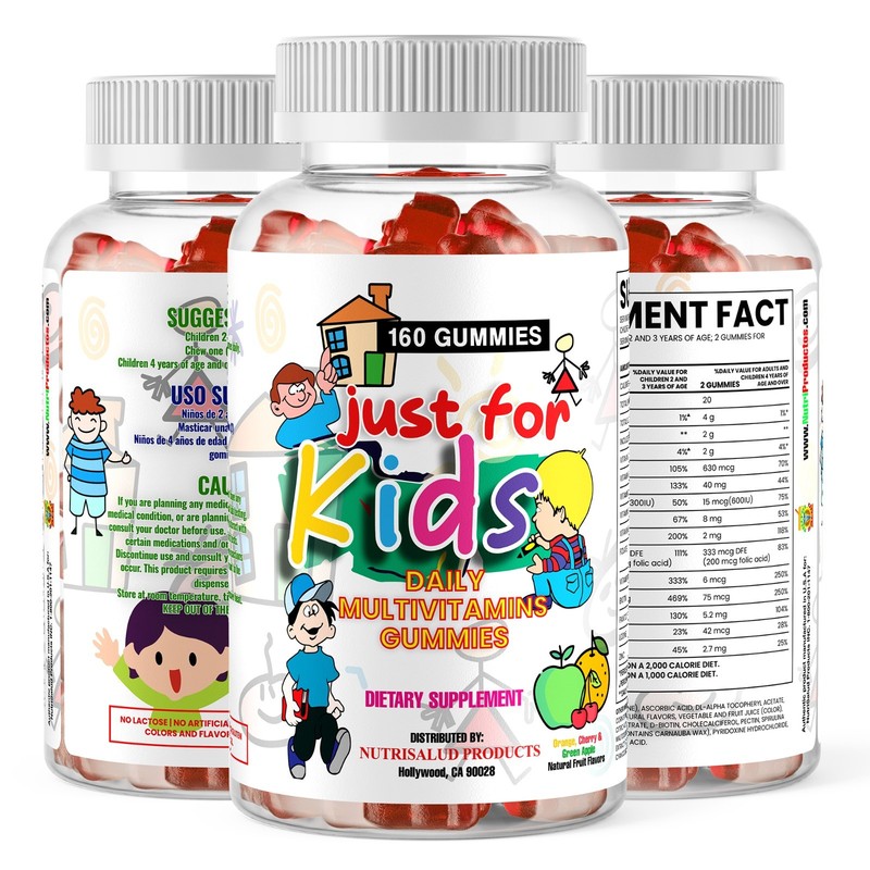 Vitaminas para niños Just for Kids. 160 Multivitaminas en forma de Gomitas