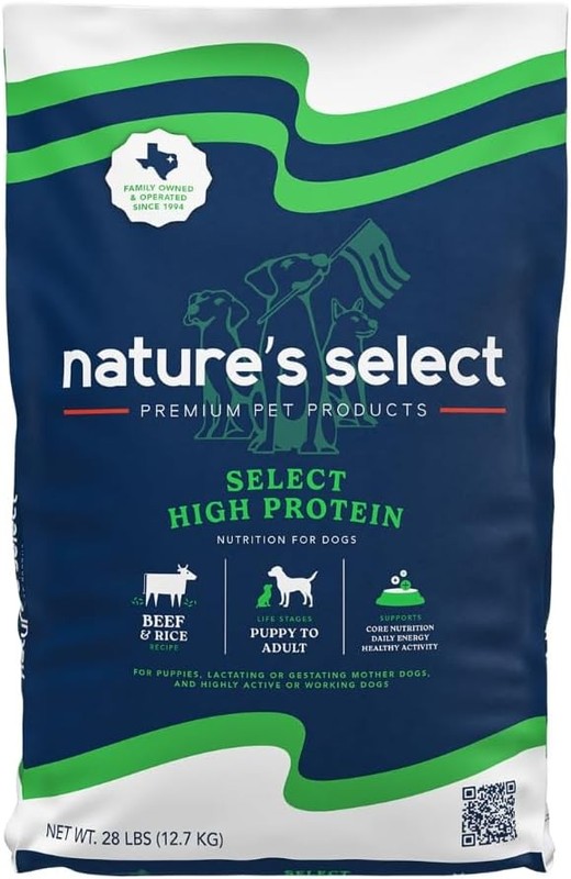 Nature’s Select High Protein Beef & Rice Recipe,Dry Dog Food,All Life Stages (28