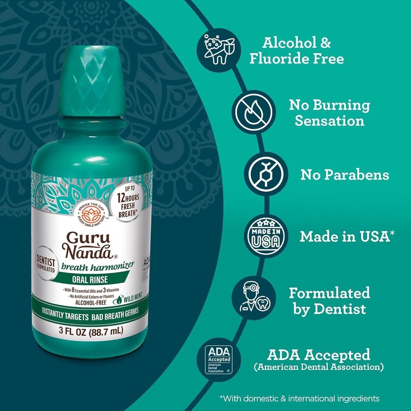 GuruNanda Oral Rinse Fresh Breath Mouthwash, ADA-Accepted 3 Fl Oz (Pack of 1) gallery