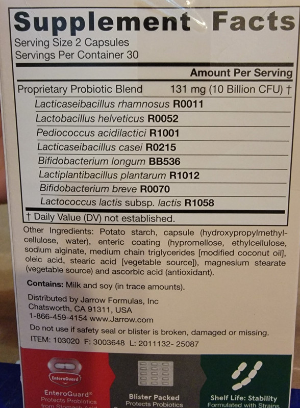 Jarrow Formulas, Inc. Vegetarian Jarro-Dophilus Eps 10 Billion Cfu 60 Veg Caps gallery