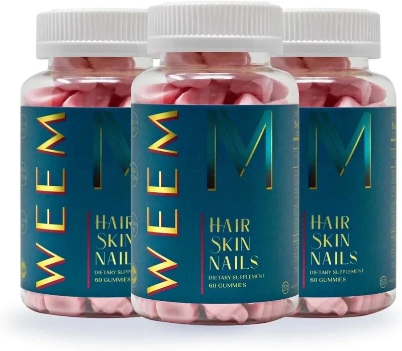 3 Packs WEEM Hair Skin and Nails Gummies, Vegan biotin Vitamins, Healthy Hair