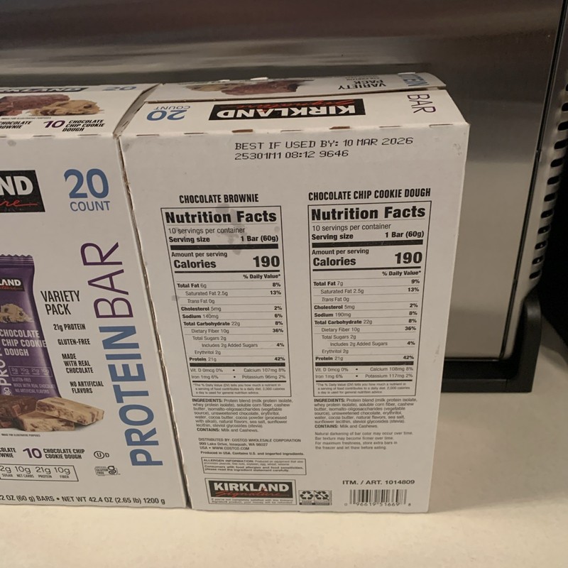 2-KIRKLAND SIGNATURE VARIETY PACK PROTEIN BAR ENERGY 20 COUNT READ SEE AD 3/26 gallery