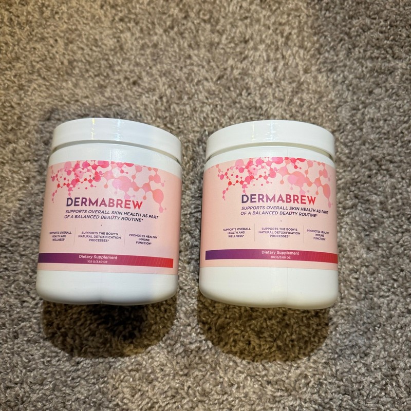 DermaBrew Powder Skin Hydration Glow Premium 30 Servings Each 60 TOTAL LOT of 2
