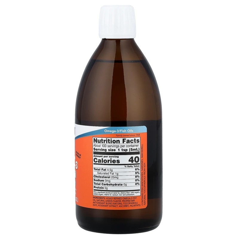 Now Foods Omega-3 Fish Oil Lemon Flavored 16 9 fl oz 500 ml GMP Quality Assured gallery
