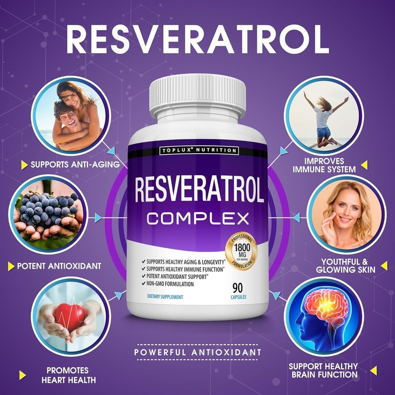Resveratrol 1800mg Antioxidant Complex, Anti Aging, 90 Capsules gallery