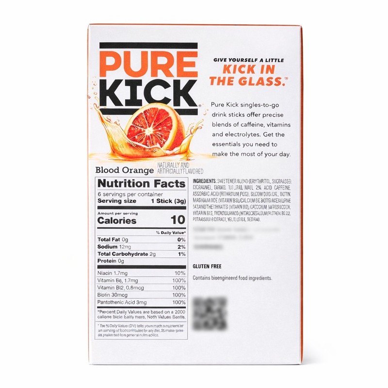 PURE KICK PK Energy Blood Orange Drink Mix 6 Boxes 36 Sticks Zero Sugar 80mg gallery