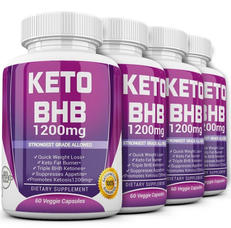 4 X KETO BHB 1200mg PURE Ketone FAT BURNER Weight Loss Diet Pills Ketosis